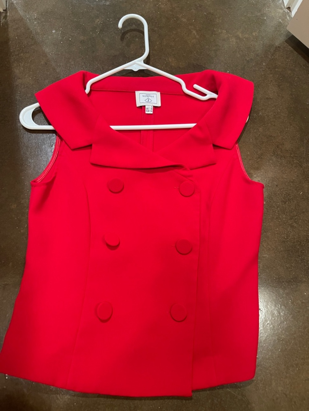 Fashion to Figure Red Sleeveless Double-Breasted Button Down Top